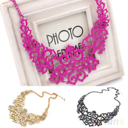 Women  Hollow Bib Choker Statement Vintage necklaces pendants 1FUK