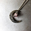 Women Hollow Moon Pumpkin Pendant Love Bird Cage Luminous Bead Chain Necklace Party Fantasy Jewelry Accessory Gift