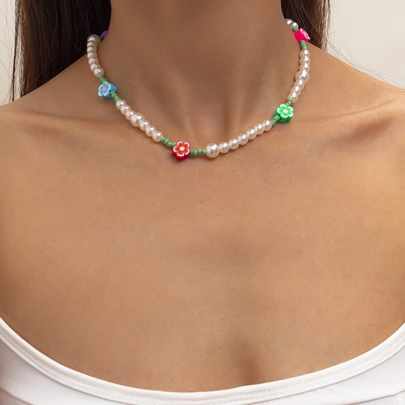 Women Jewelry Colorful Seed beads Necklace Bohemia Style 2021 Popular Style Acrylic Beads Choker Necklace For Party Gift