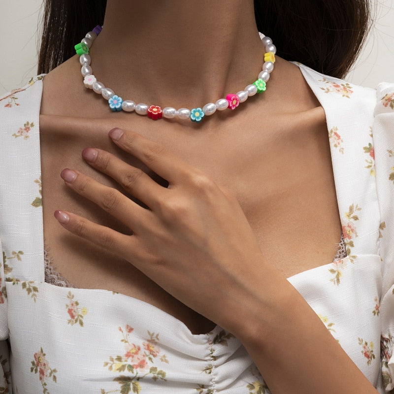 Women Jewelry Colorful Seed beads Necklace Bohemia Style 2021 Popular Style Acrylic Beads Choker Necklace For Party Gift