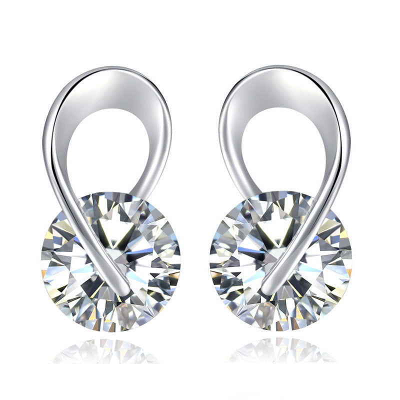 Fashion Women Jewelry Exquisite Wild Spiral Luxury Crystal Earrings Geometric Stud Earring Bridal Wedding Jewelry Accessories