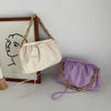 Women PU Leather Pleated Shoulder Crossbody Bags Casual Solid Color Chain Handbags Female Daily Shoulder Messenger Bags