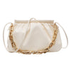 Women PU Leather Pleated Shoulder Crossbody Bags Casual Solid Color Chain Handbags Female Daily Shoulder Messenger Bags