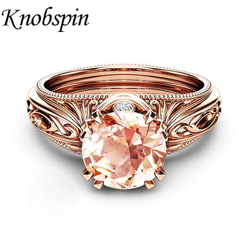 Fashion Women Party Jewelry Wedding Engagement Rings Plated Rose Gold Color Unique Hollow Design Finger Rings US Size 6-10 anel