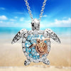 Women Rhinestone Turtle Mother Baby Pendant Chain Necklace Jewelry Gift