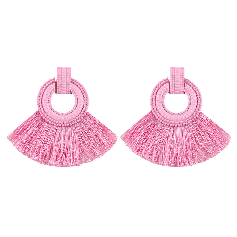 Fashion Women Tassel Earrings 2020 Brincos Boho Statement Fringe Earings Circle Vintage Fan Shape Dangle Earring Modern Jewelry