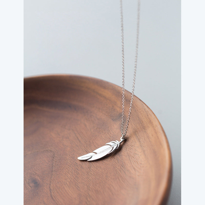 Fashion Women's 100% Real. 925 Sterling Silver Jewelry Angel Wings Bird Feather Pendants Necklace Animal charms GTLX1394