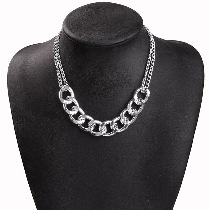 Women's Necklaces Chain Choker Necklaces Punk Gold Silver Color Exaggerated Thick Chain Necklaces Party Jewelry Gift