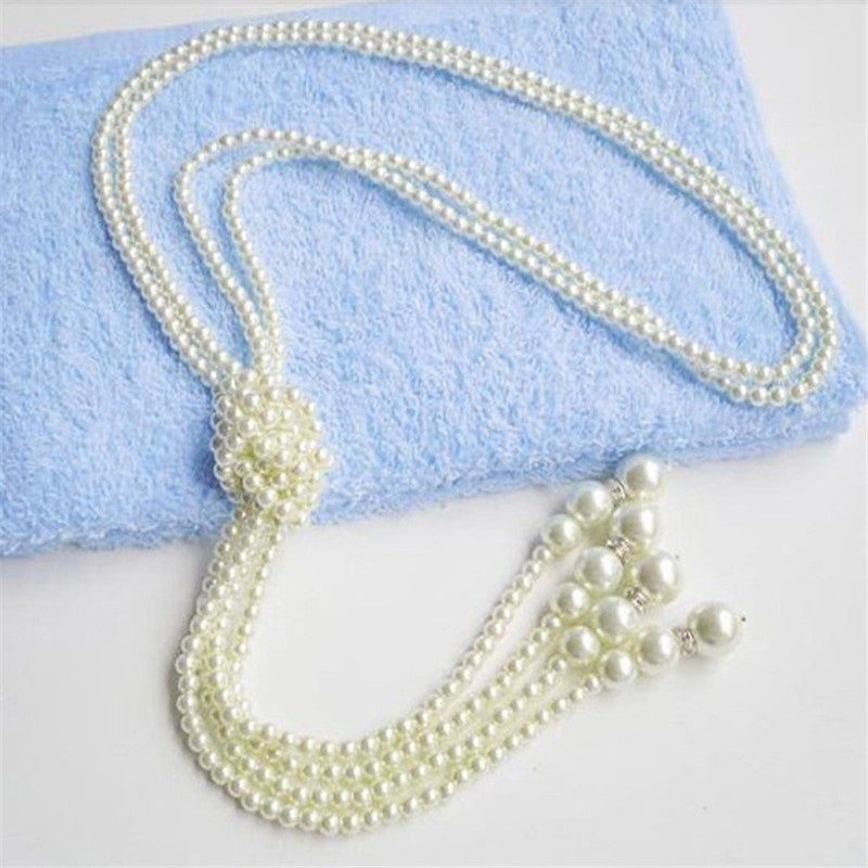 Fashion Womens Vintage Jewelry 125cm Long Knotted Simulated Pearl Necklace Beads Sweater Chain Necklaces Pendants Wholesale