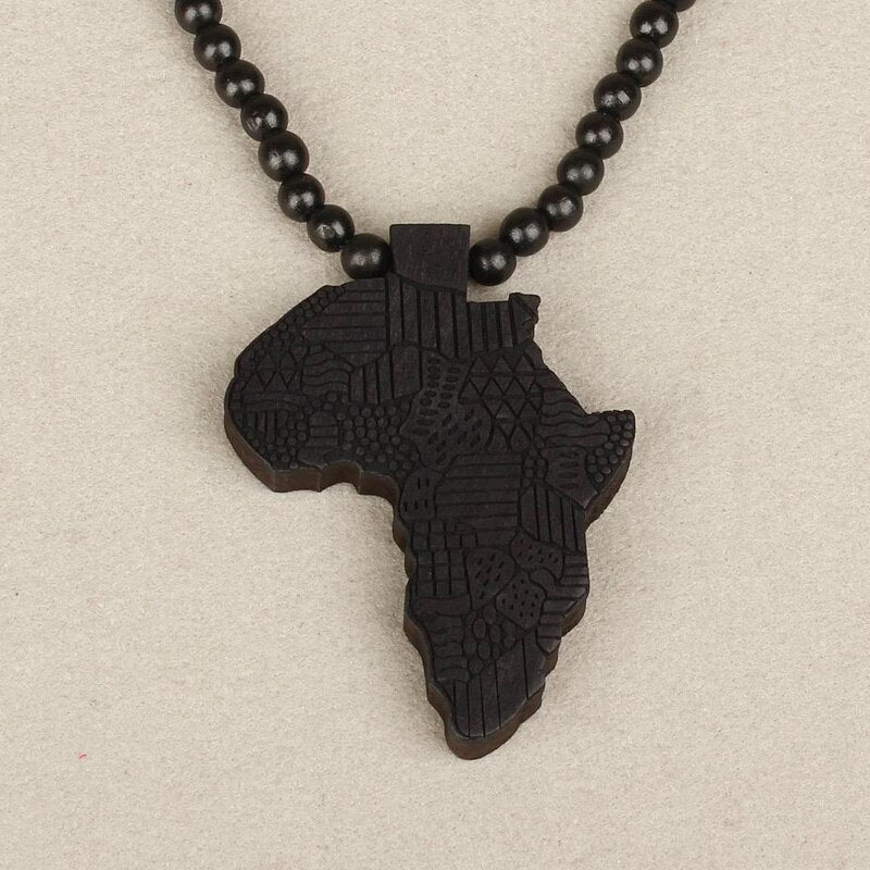 Wood Made Necklace Pendant & Chain African Map Gift for Men/Women Ethiopian Trendy Jewelry Accessories
