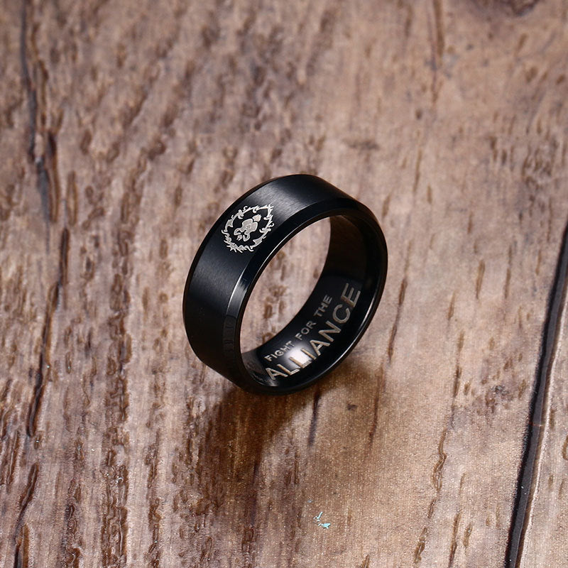 Fashion World of Warcraft Tribe Jewelry Ring Gold-color L316 Stainless Steel Women Game Legend Of League L the Rings Men Gifts