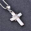 X-shape Opals Choker Necklace Women Vintage Cross Pendant Necklaces Femme Blue White Chain Necklace Women Necklaces Gift