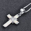 X-shape Opals Choker Necklace Women Vintage Cross Pendant Necklaces Femme Blue White Chain Necklace Women Necklaces Gift