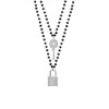 Zircon Key Padlock Pendant Choker Necklaces for Women Double Layer Black Crystal Beads Chain Necklace Jewelry