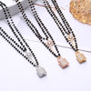 Zircon Key Padlock Pendant Choker Necklaces for Women Double Layer Black Crystal Beads Chain Necklace Jewelry