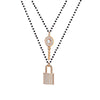 Zircon Key Padlock Pendant Choker Necklaces for Women Double Layer Black Crystal Beads Chain Necklace Jewelry