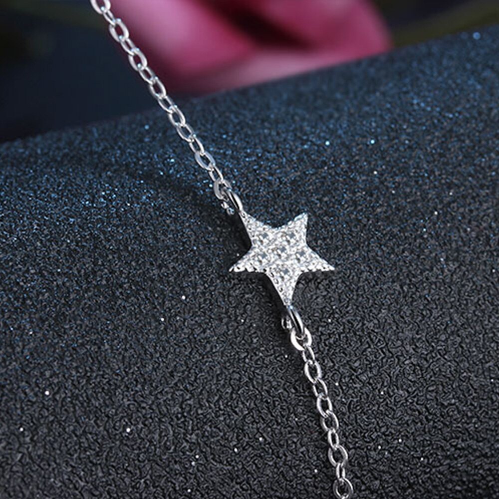 Zircon Six Star Pendants And Necklaces For Women 925 Stamp Silver Color Wedding Party Girl Jewelry Lovers Gift GaaBou
