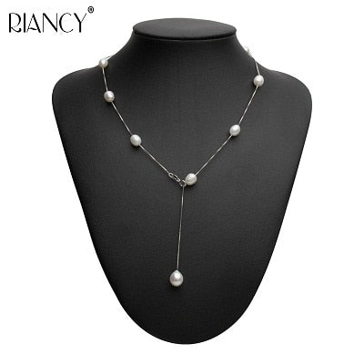 Fashion adjustable Pearl Necklace Pearl Jewelry Natural Pearl Chokers Necklace 925 Sterling Silver Jewelry