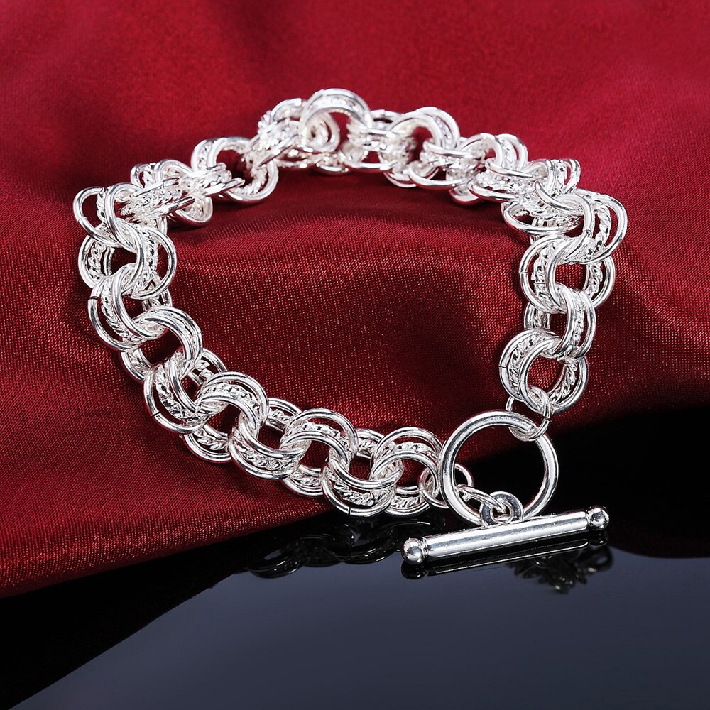 bracelet 925 Stamp Silver Color Link Chain Europe Style Jewelry For Women Charm Bracelets Wedding Jewelry Christmas