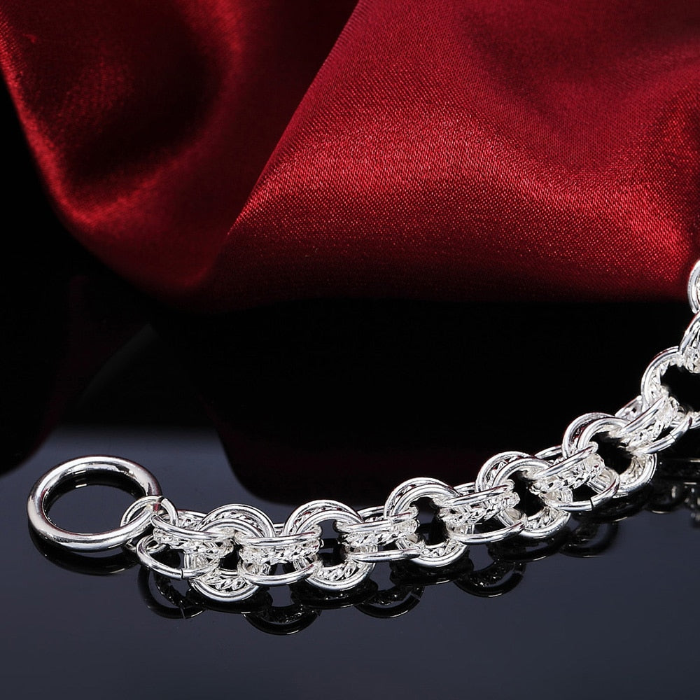 bracelet 925 Stamp Silver Color Link Chain Europe Style Jewelry For Women Charm Bracelets Wedding Jewelry Christmas
