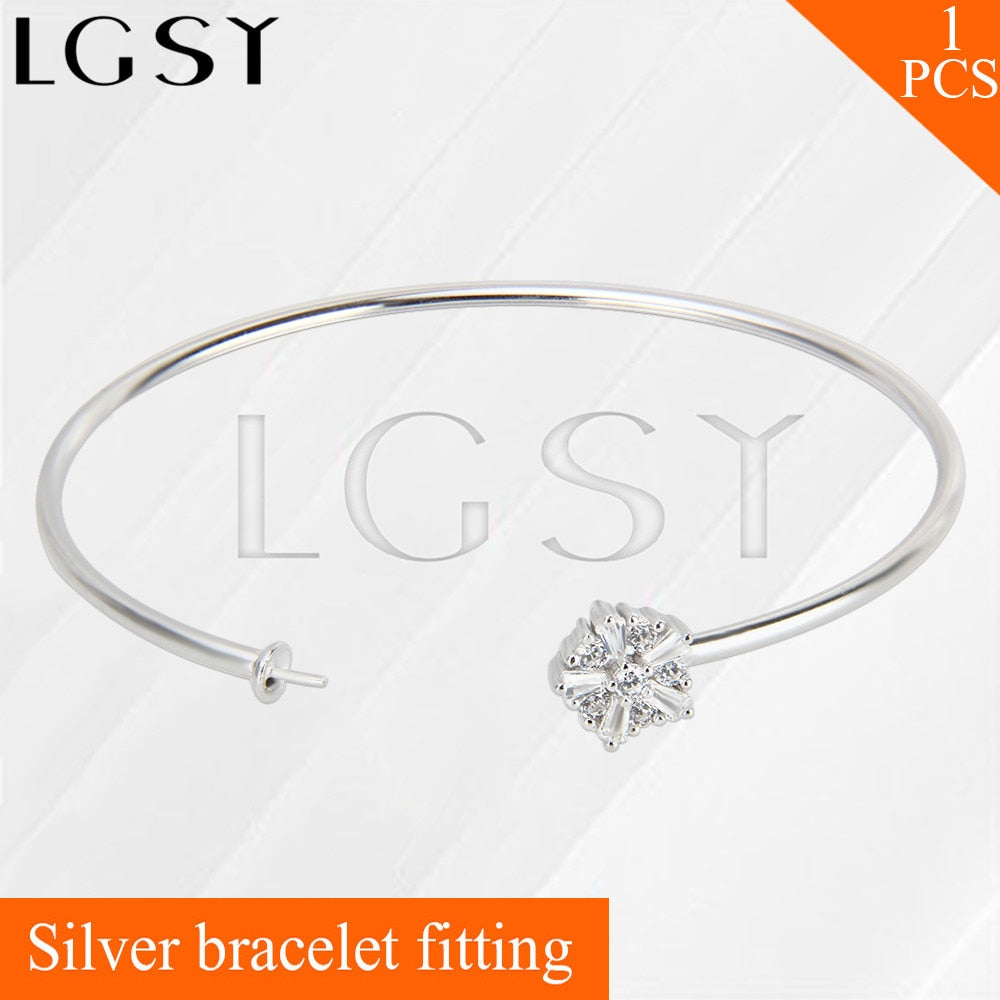 Fashion bracelet metal women hand jewelry 925 sterling silver Snowflake shape bracelet fitting charms pearl bracelet accessory