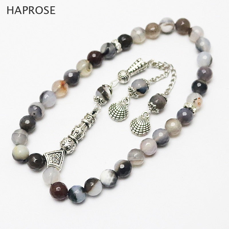Fashion bracelet section agate bracelet Oval 33 beads Islamic Muslim Tasbih Allah Rosary Natural agate tassel