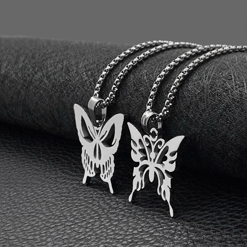 butterfly pendant wispy all-match titanium steel necklace jewelry all-match student necklace