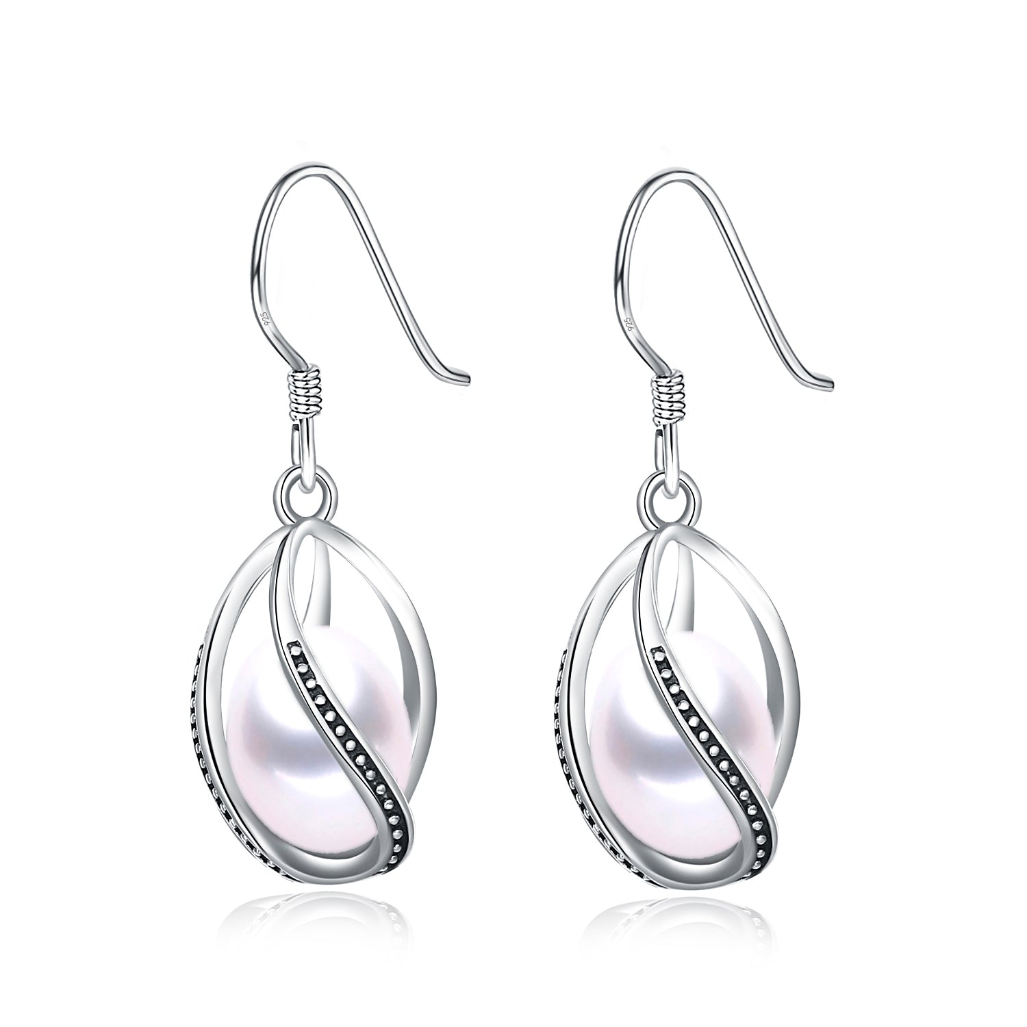 Fashion cage earrings for women,cute girls birthd gift real 925 sterling silver natural pearl earring cage