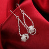 charms 925 Sterling Silver Net beads long Earrings for Women Pretty party wedding Jewelry Holiday Gifts
