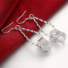 charms 925 Sterling Silver Net beads long Earrings for Women Pretty party wedding Jewelry Holiday Gifts