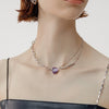 creative purple heart pendant necklace trend party necklace for women holiday gift jewelry