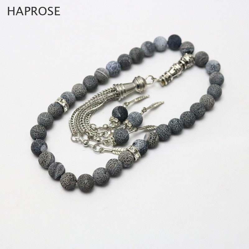 Fashion dark gr agate 33 beads Islamic Muslim tasbih Allah Rosary Natural gr 6 8 10mm beads agate bracelet gift