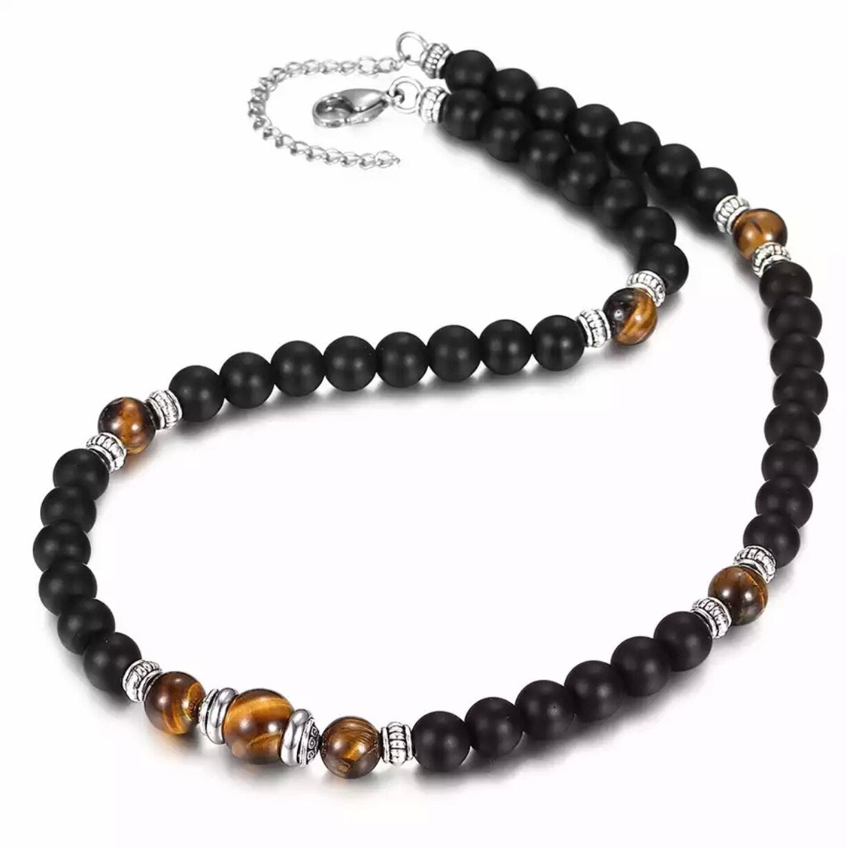 design natural stone necklace men's and women's 316 stainless steel lobster buckle adjustable jewelry necklace gifts