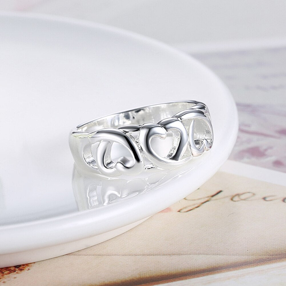 designer 925 Sterling Silver romantic heart Rings Size 7 8 9 couple rings party wedding accessories Jewelry gift