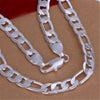 designer jewelry set fine 12MM geometry Chain 925 sterling Silver Bracelets necklace for men woman 18-30 inch Party Gift