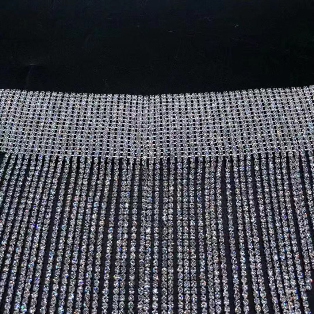 dress sexy shiny crystal Tassel Necklace nightclub DJ stage dress Carnival Party steel pipe jazz dance accessories