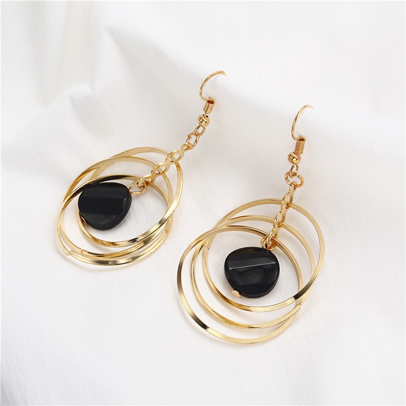 Fashion earring for women gold sliver color black ball long earring drop circle design wedding party jewelry   e059