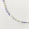 exquisite blue bead short necklace natural freshwater pearls mix and match boho style jewelry handmade adjustable choker