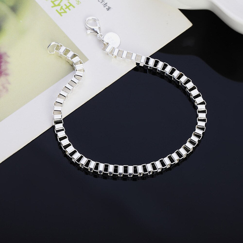 fine 4MM box chain 925 sterling silver Bracelet for man woman Popular brands noble jewelry designer jewelry party gifts