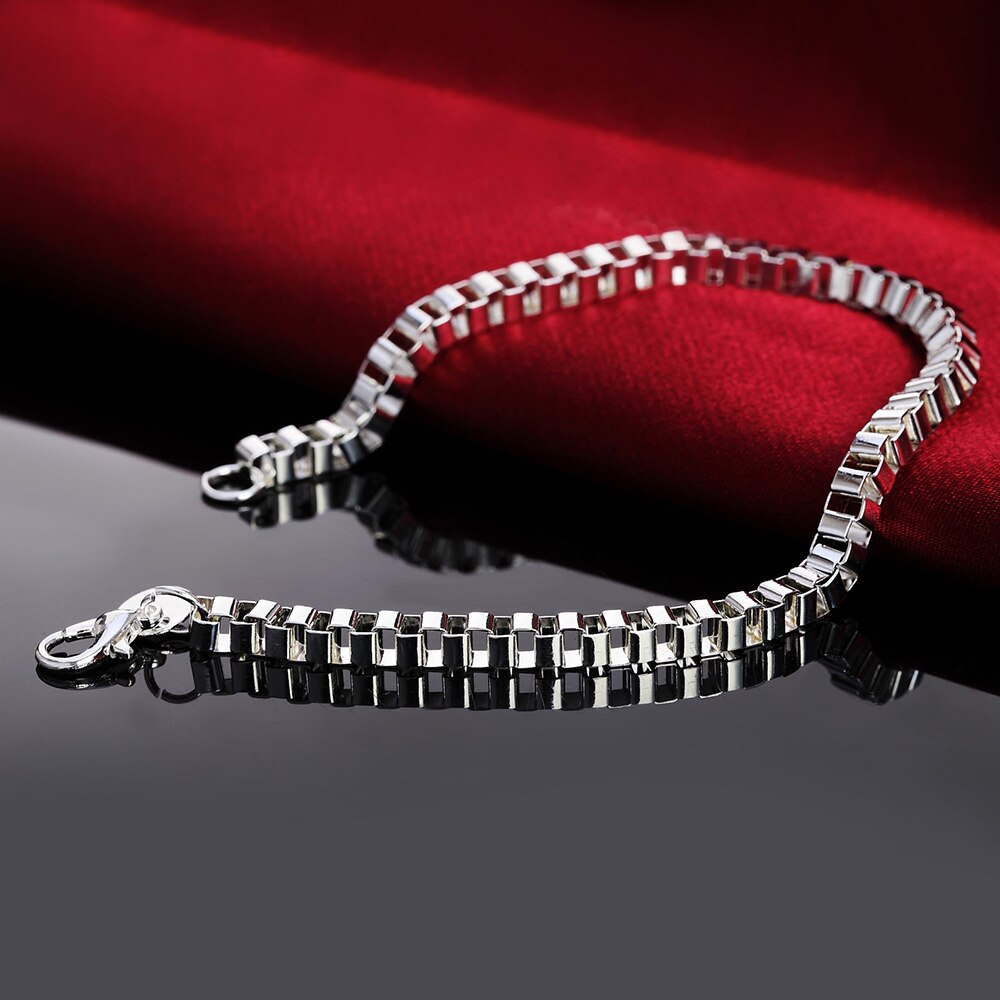 fine 4MM box chain 925 sterling silver Bracelet for man woman Popular brands noble jewelry designer jewelry party gifts