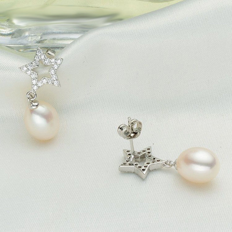 Fashion pearl earrings for women 925 silver,white natural pearl earrings fine jewelry girlfriend birthd gifts