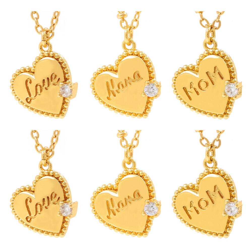 hip-hop trend English letters romantic love heart-shaped oil drop necklace inlaid zirconium personality clavicle chain