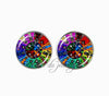 Fashion homestuck stud earring cute cartoon picture jewelry glass cabochon mandala statement earring om yoga jewelry brincos