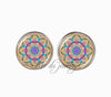 Fashion homestuck stud earring cute cartoon picture jewelry glass cabochon mandala statement earring om yoga jewelry brincos