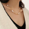 irregular freshwater pearls necklace punk chain stitching trendy Jewelry women  banquet accessories choker