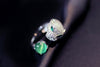 Fashion jewelry European 925 silver Crystal from Swarovski Leopard head slightly inlaid with lime green jade Wedding ring