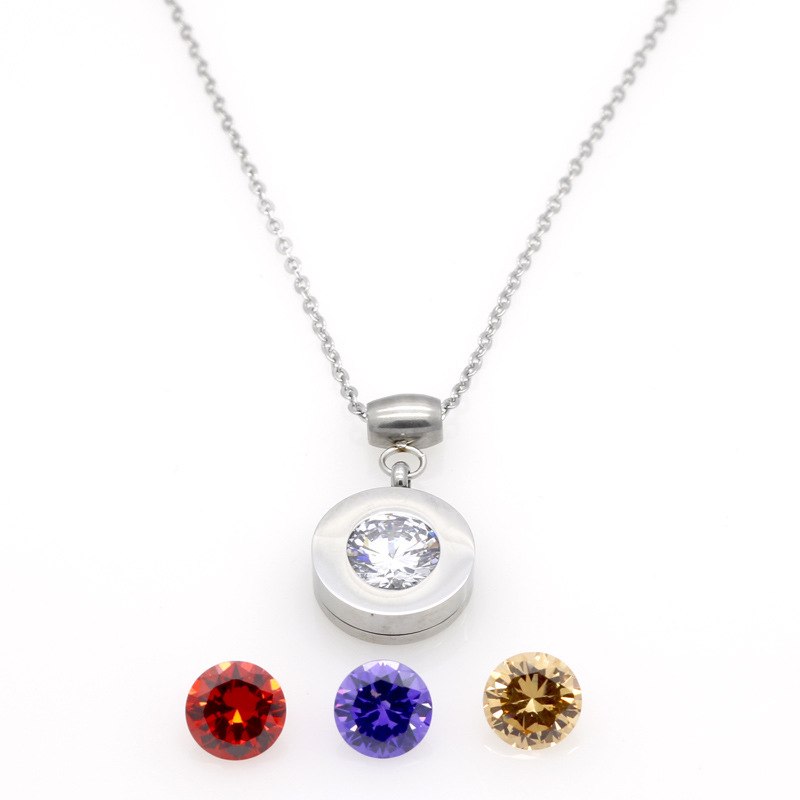 Fashion jewelry round color with a letter necklace foreign trade titanium steel ornaments European fine for drilling necklace