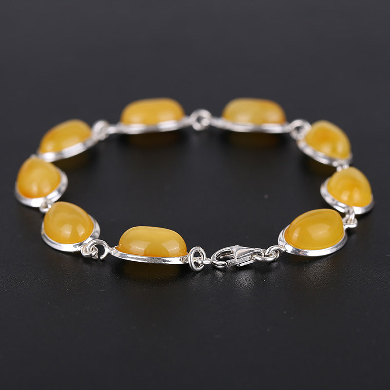 Fashion ladies jewelry jewelry accessories, natural wax wax bracelet, 925 silver inlaid wax