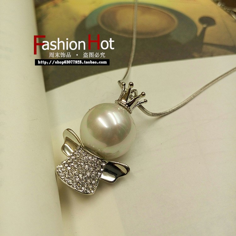 Fashion long section Angel baby sweater chain necklace Fine jewelry Crystals from Austrian female clothes hanging chain jewelry