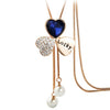 Fashion long section love chain necklace Fine jewelry Crystals from Austrian female OpaL hanging charm jewelry